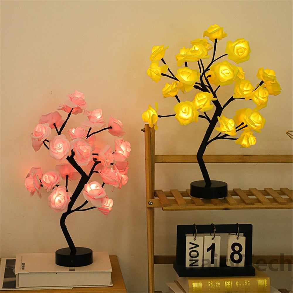 LED Rose Flower Table Lamp USB