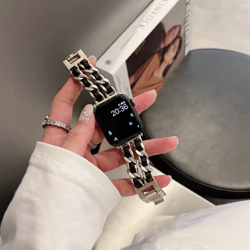 Women Metal Strap for Apple Watch Band 10 9 8 Ultra 46mm 42mm 49mm 7 SE 6 5 41mm 45mm 44/40mm Lady Gold Steel Bracelet Wristband