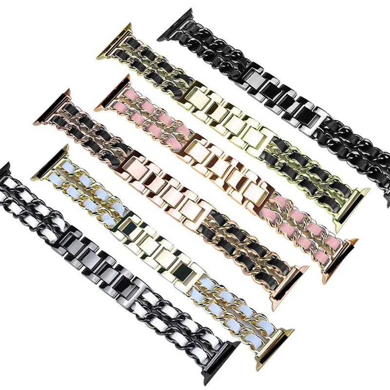 Women Metal Strap for Apple Watch Band 10 9 8 Ultra 46mm 42mm 49mm 7 SE 6 5 41mm 45mm 44/40mm Lady Gold Steel Bracelet Wristband