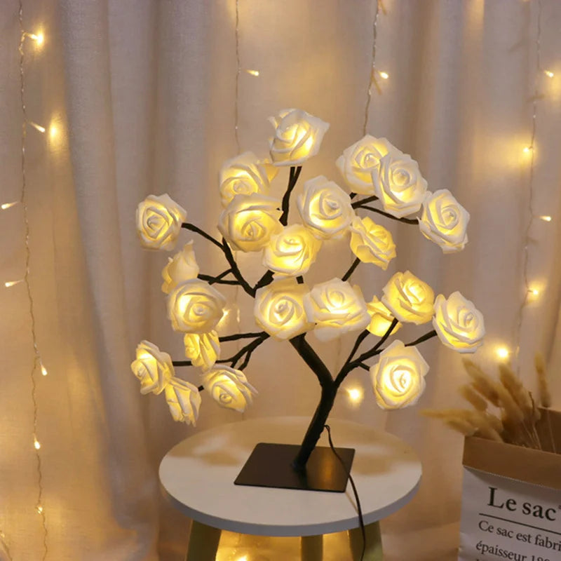 LED Rose Flower Table Lamp USB