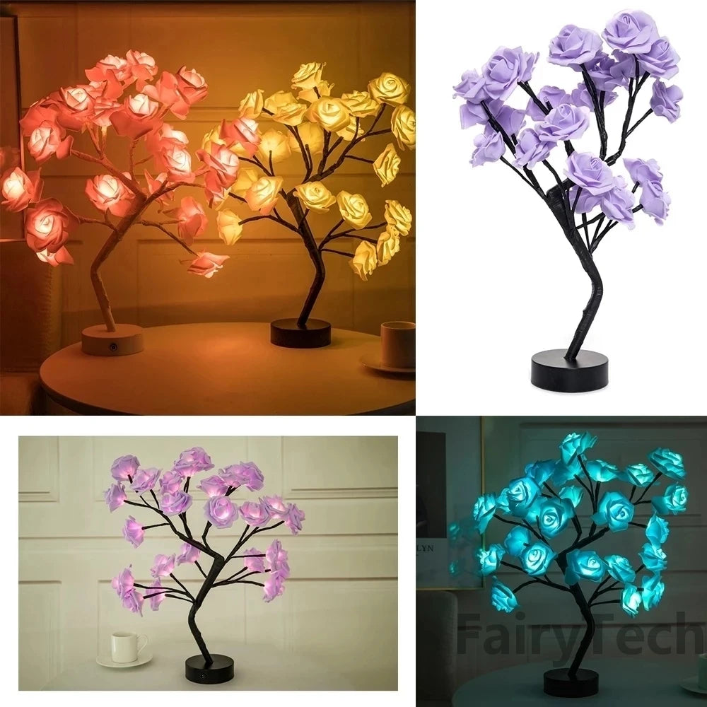 LED Rose Flower Table Lamp USB