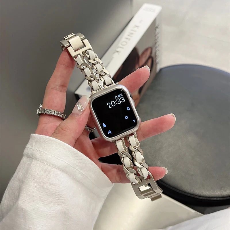 Women Metal Strap for  Watch Band 10 9 8 Ultra 46Mm 42Mm 49Mm 7 SE 6 5 41Mm 45Mm 44/40Mm Lady Gold Steel Bracelet Wristband