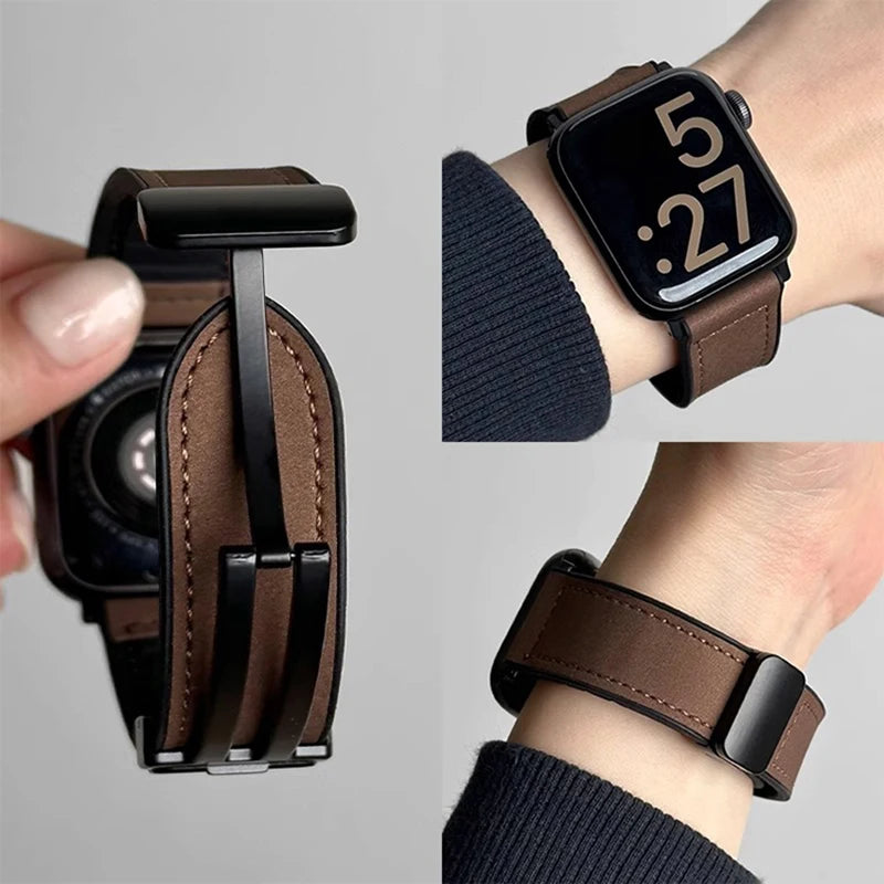 Leather Strap for  Watch 10 Ultra 9 Band 46Mm 49Mm 42Mm 44Mm 45Mm 40/41Mm Bracelet Men Silicone Iwatch Series 9 8 7 SE 6 5